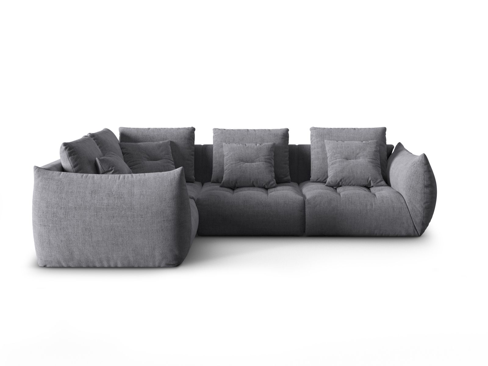 Micadoni Ecksofa Bloom 4-Sitzer Links Strukturierter Stoff Grau