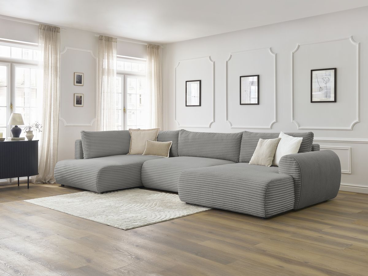 Bobochic Lucien Wohnlandschaft Breitcord weich Dunkelgrau Ecke rechts