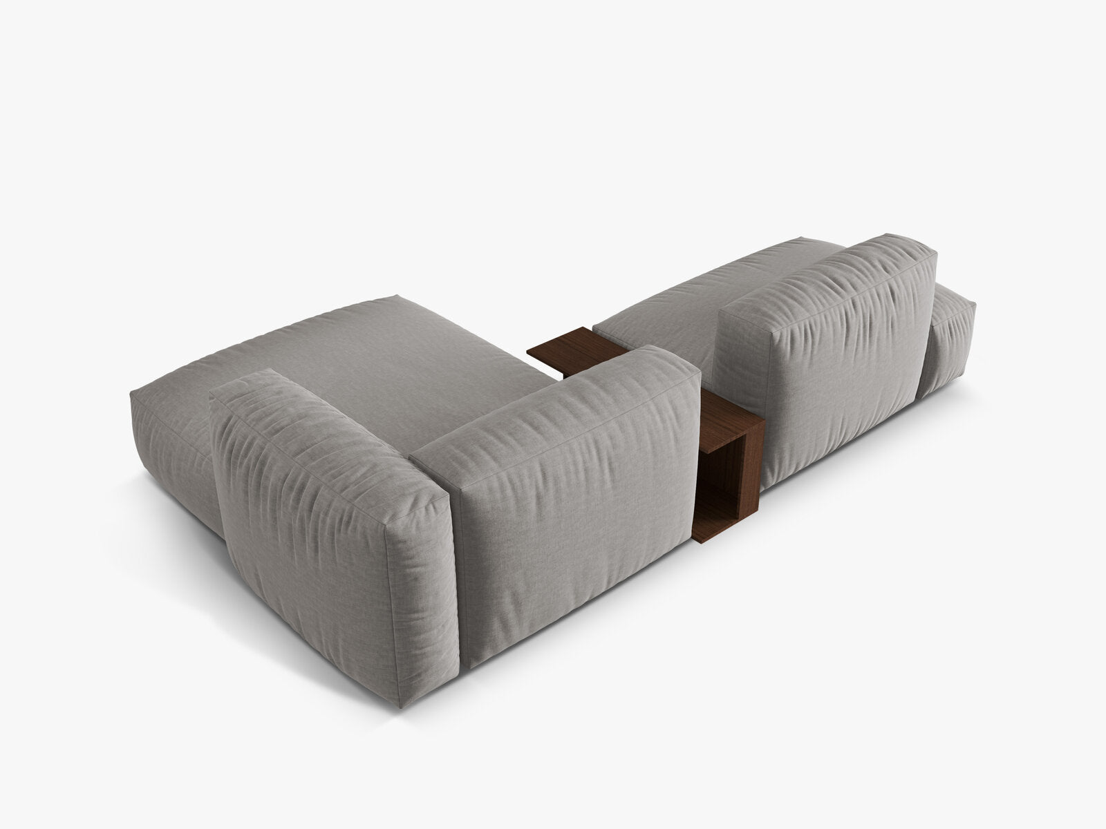 Micadoni Ecksofa Martina 2-Sitzer mit Couchtisch Rechts Strukturierter Stoff Hellgrau