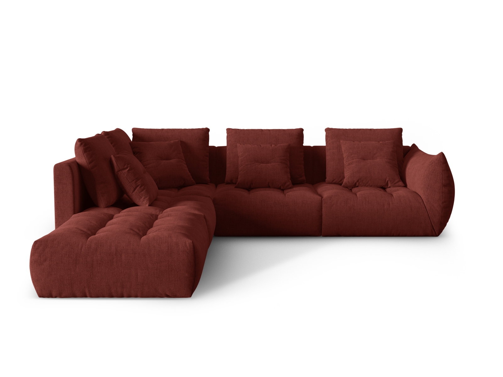 Micadoni Ecksofa Bloom 5-Sitzer Links Strukturierter Stoff Rot