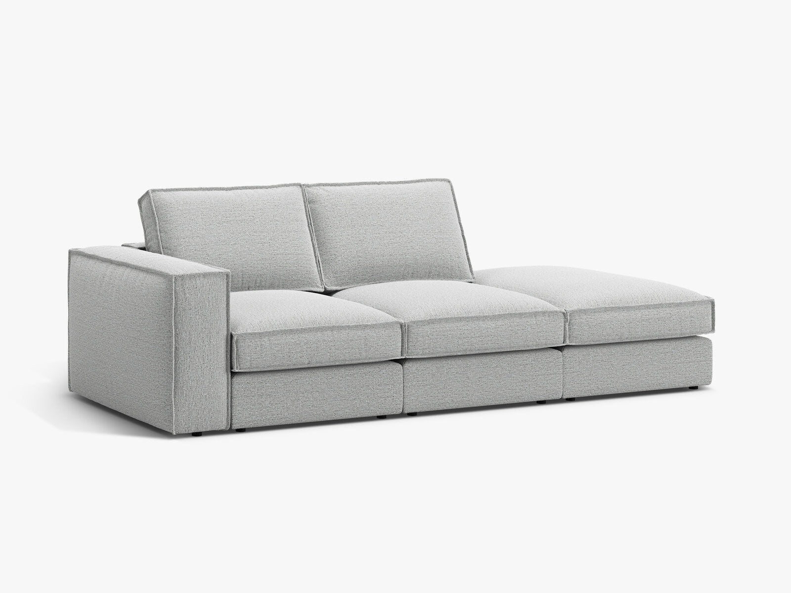 Micadoni modulares offenes Sofa Pola 3-Sitzer Rechts Strukturierter Stoff Babel Hellgrau