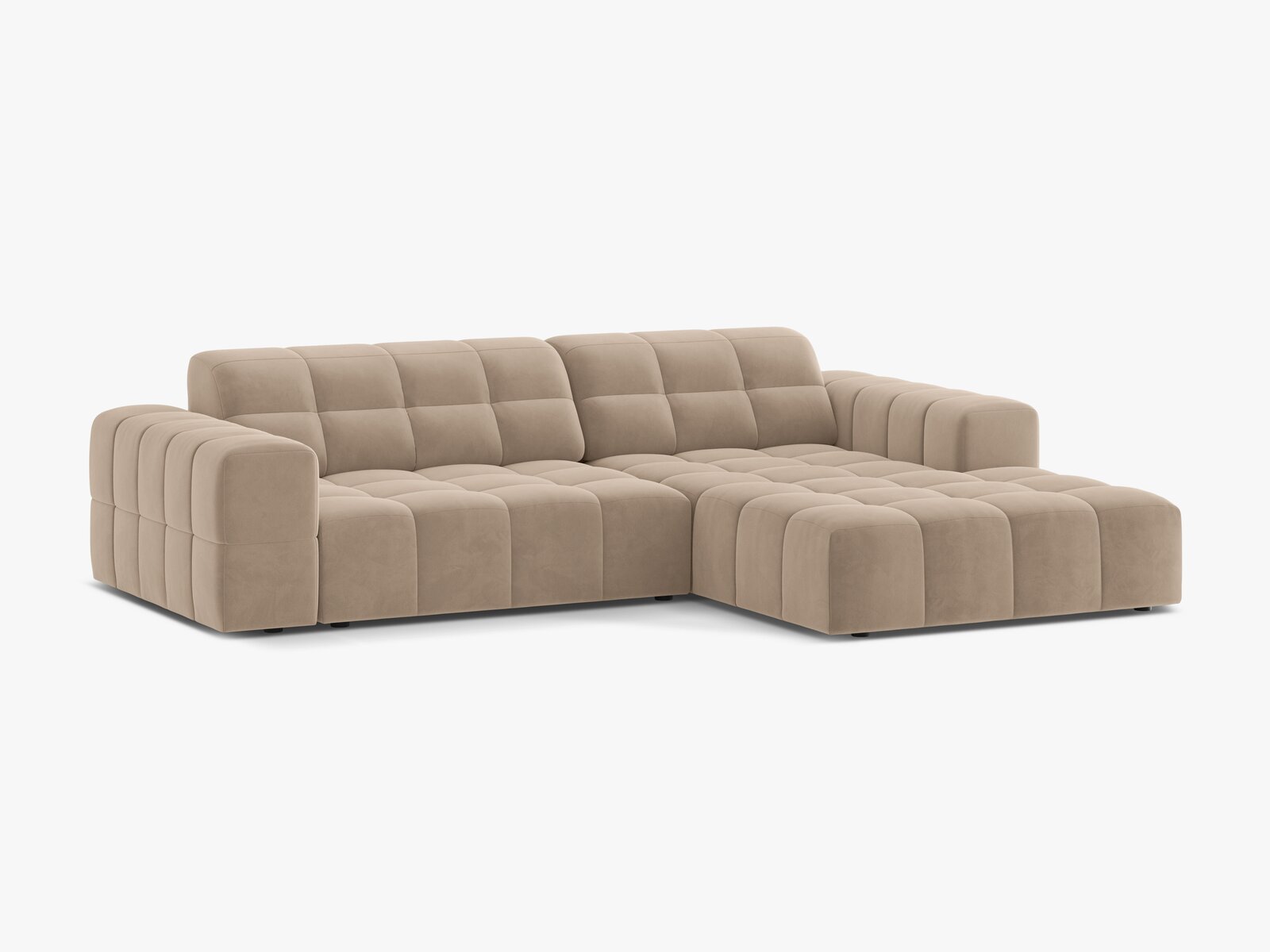 Micadoni Jennifer Ecksofa 4-Sitzer Rechts Samt Venus Beige