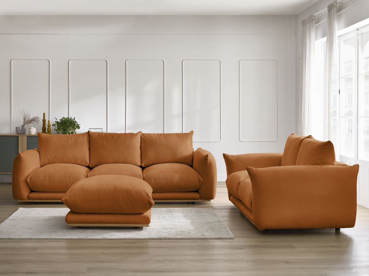 Bobochic Ernest Sofa 6-Sitzer mit Pouf Stoff Orange