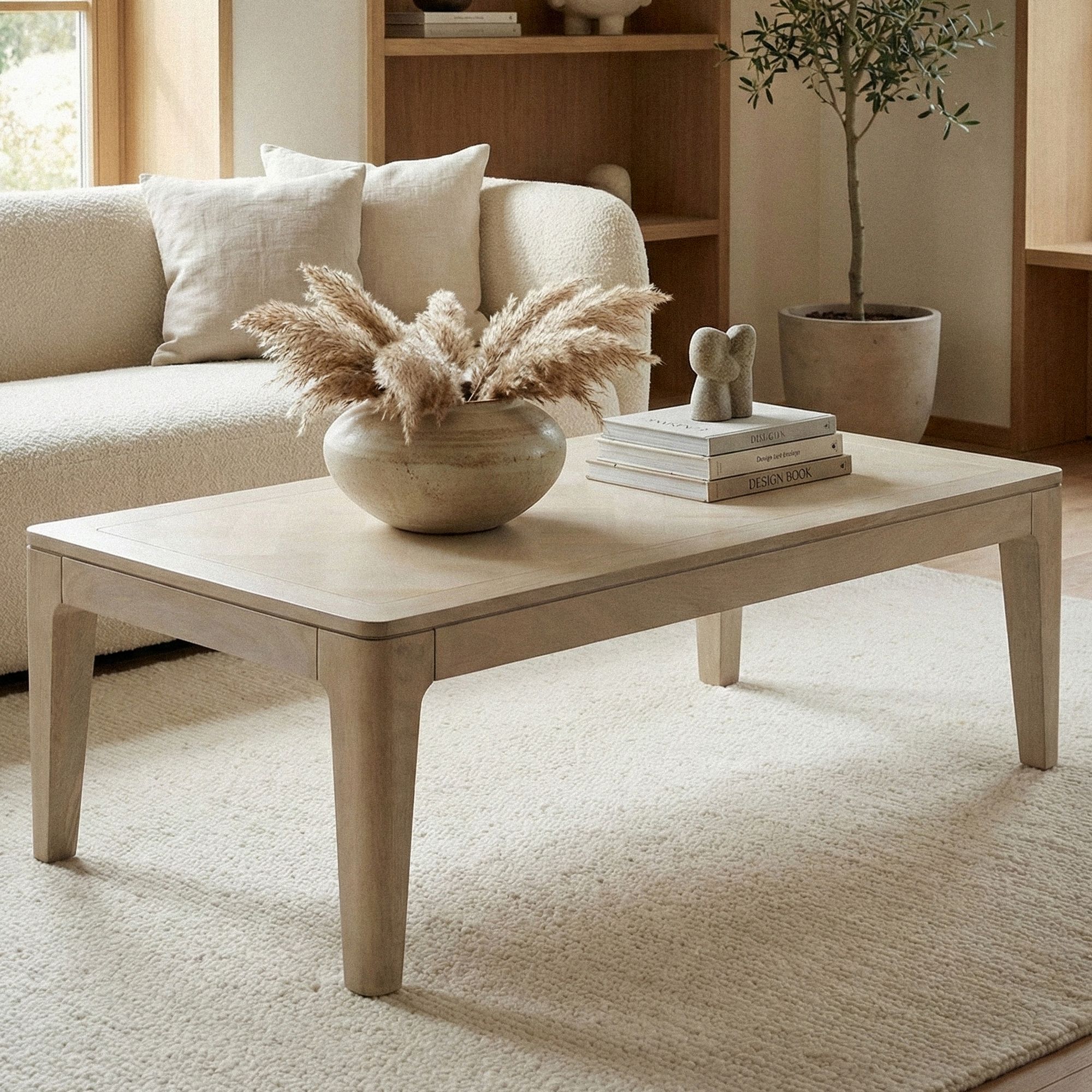 Couchtisch Snefjord Mango Massivholz Weiß 120 × 60 × 40 cm