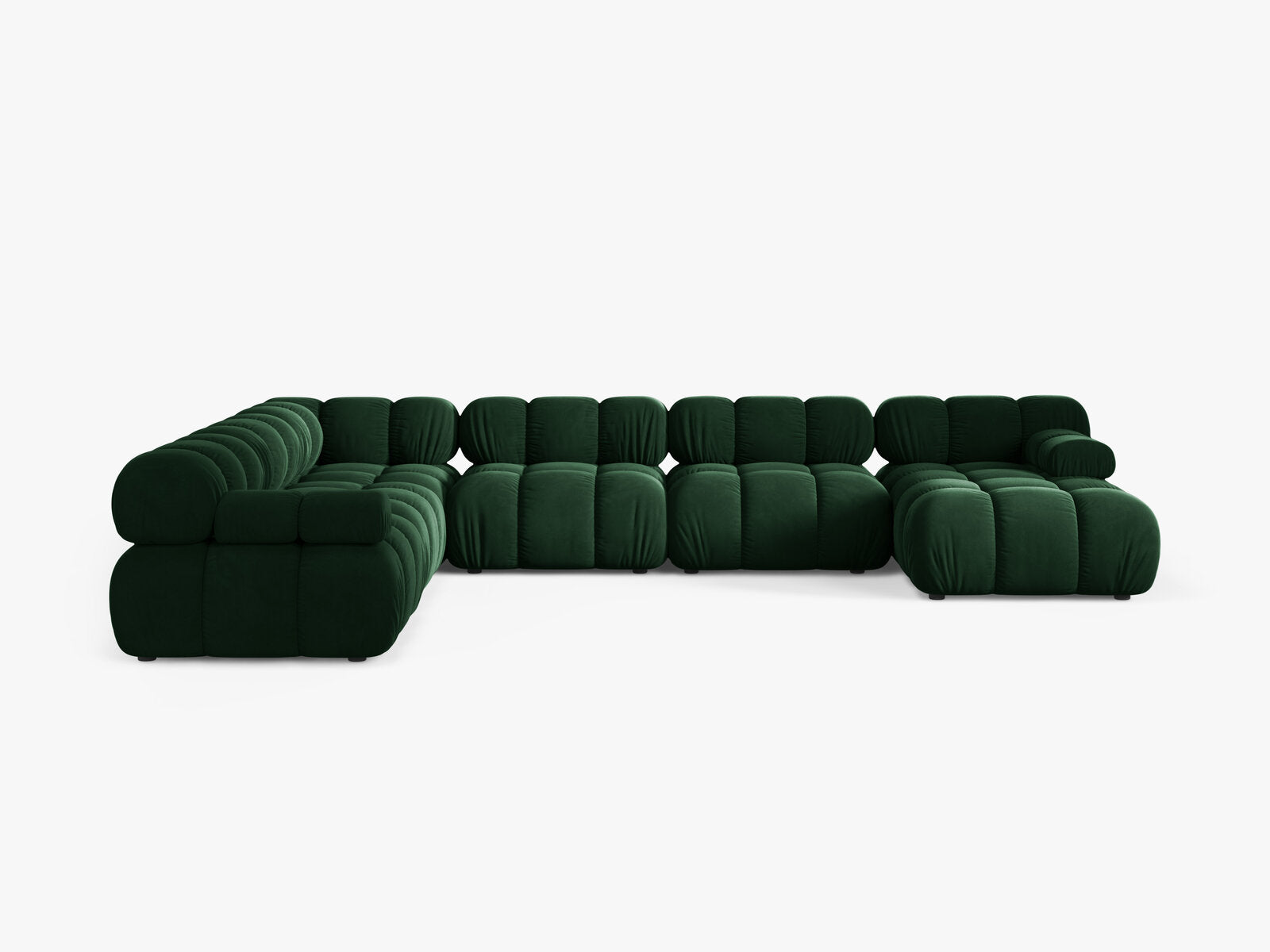 Micadoni Modulares Panorama Ecksofa Bellis 8-Sitzer Links Samt Bluvel Flaschengrün