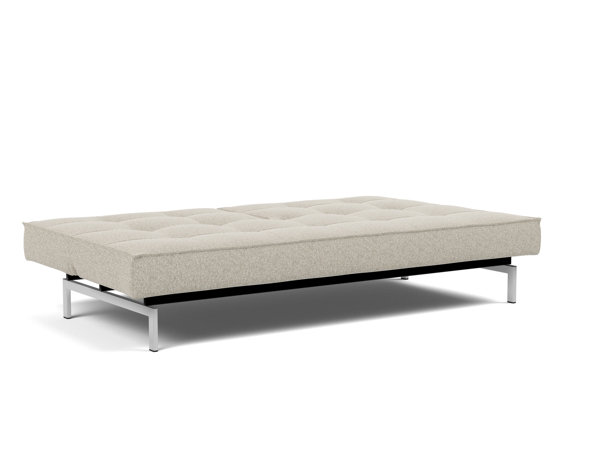 Schlafsofa Splitback Boucle Skandi 539-Beige Beine Chrom