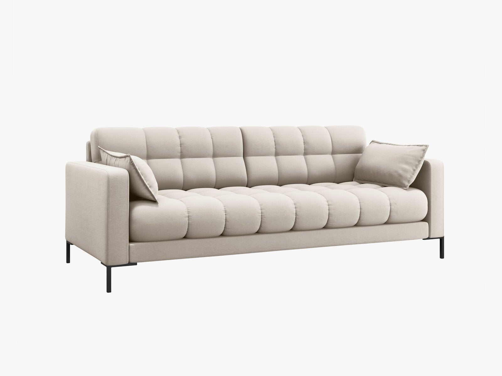 Micadoni Sofa Mamaia 3-Sitzer Strukturierter Stoff Neve Beige schwarze Beine