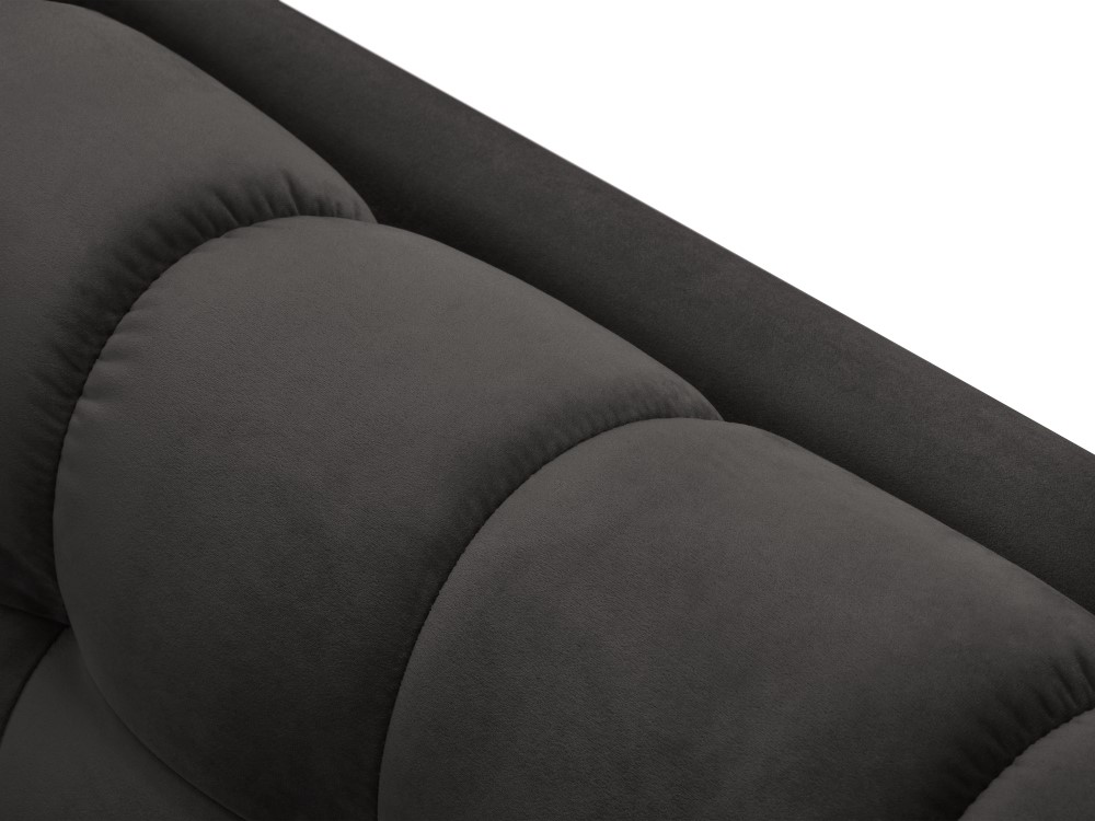Cosmopolitan Design Ecksofa Bali 5-Sitzer Samt Bluvel Dunkelgrau Melange Rechts Beine Gold