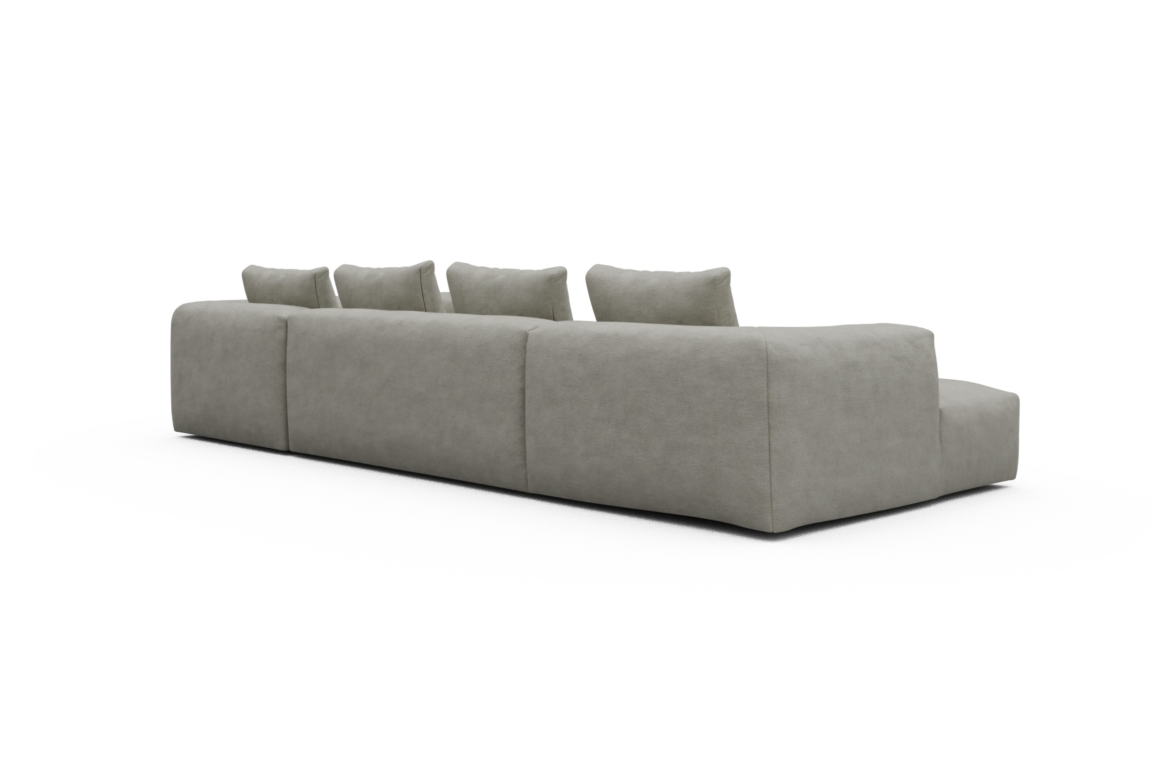 Wohnlandschaft Fred Chaiselongue links mit 2-Sitzer und lange Armlehne rechts Carreno-Moon-Stone-White