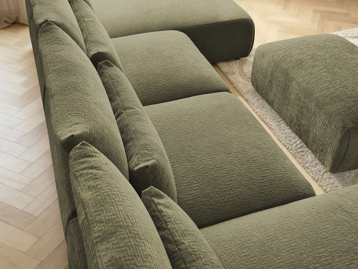 Bobochic Jana Wohnlandschaft mit kleinem Pouf Strukturstoff Grün