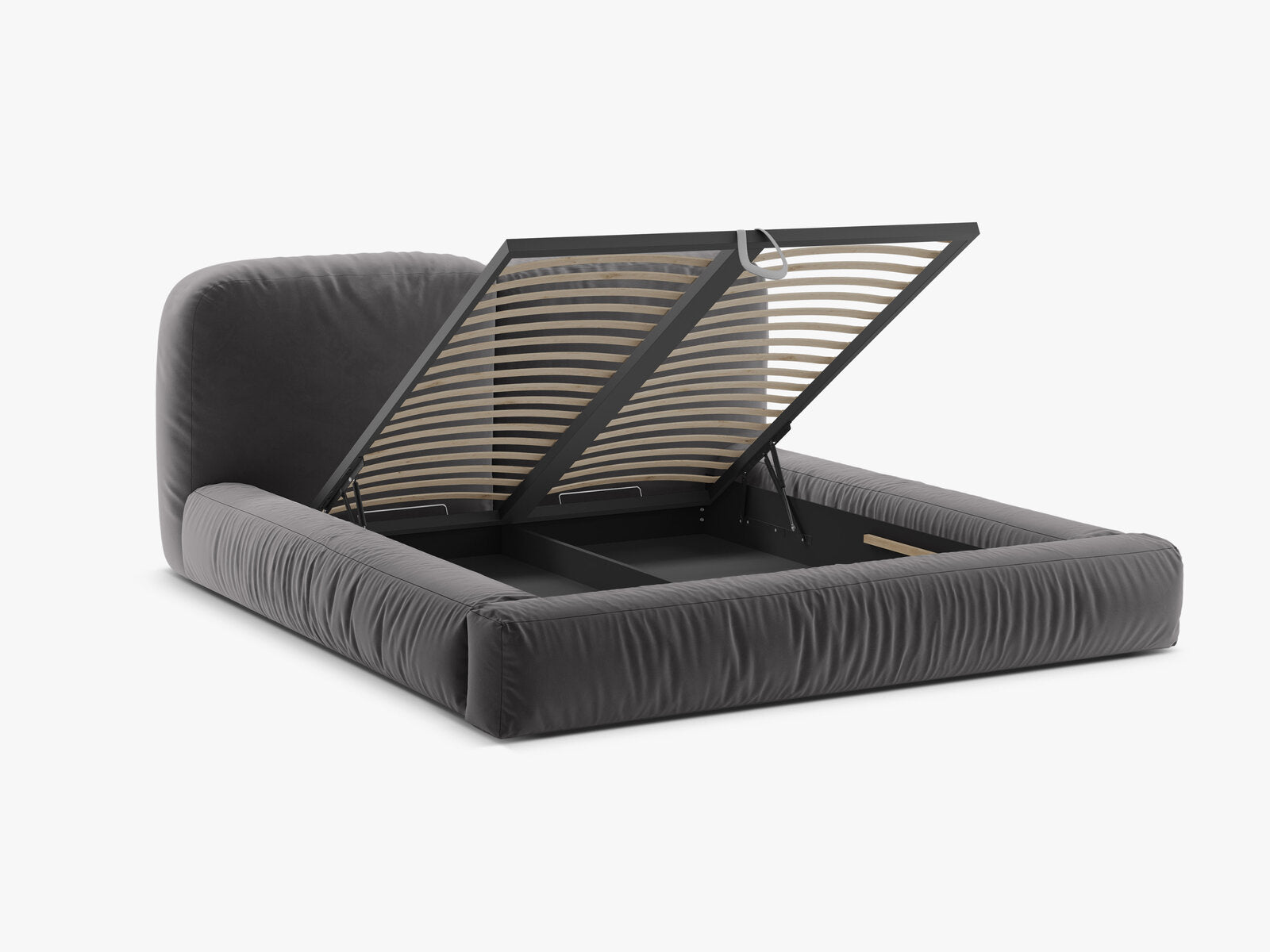 Micadoni Stauraumbett mit Kopfteil Martina Samt Vogue Grau 160x200
