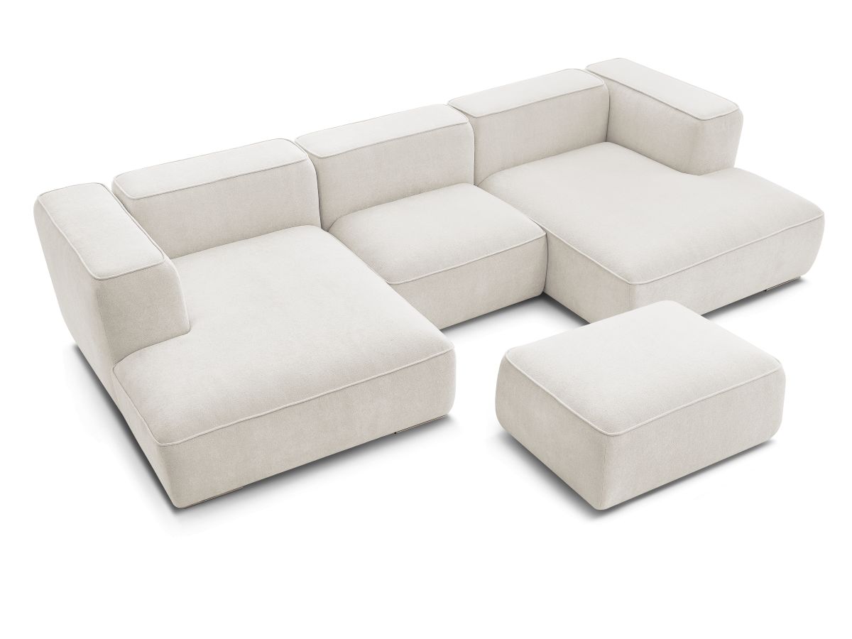 Bobochic Zephyr Wohnlandschaft mit Pouf Strukturstoff Weiß