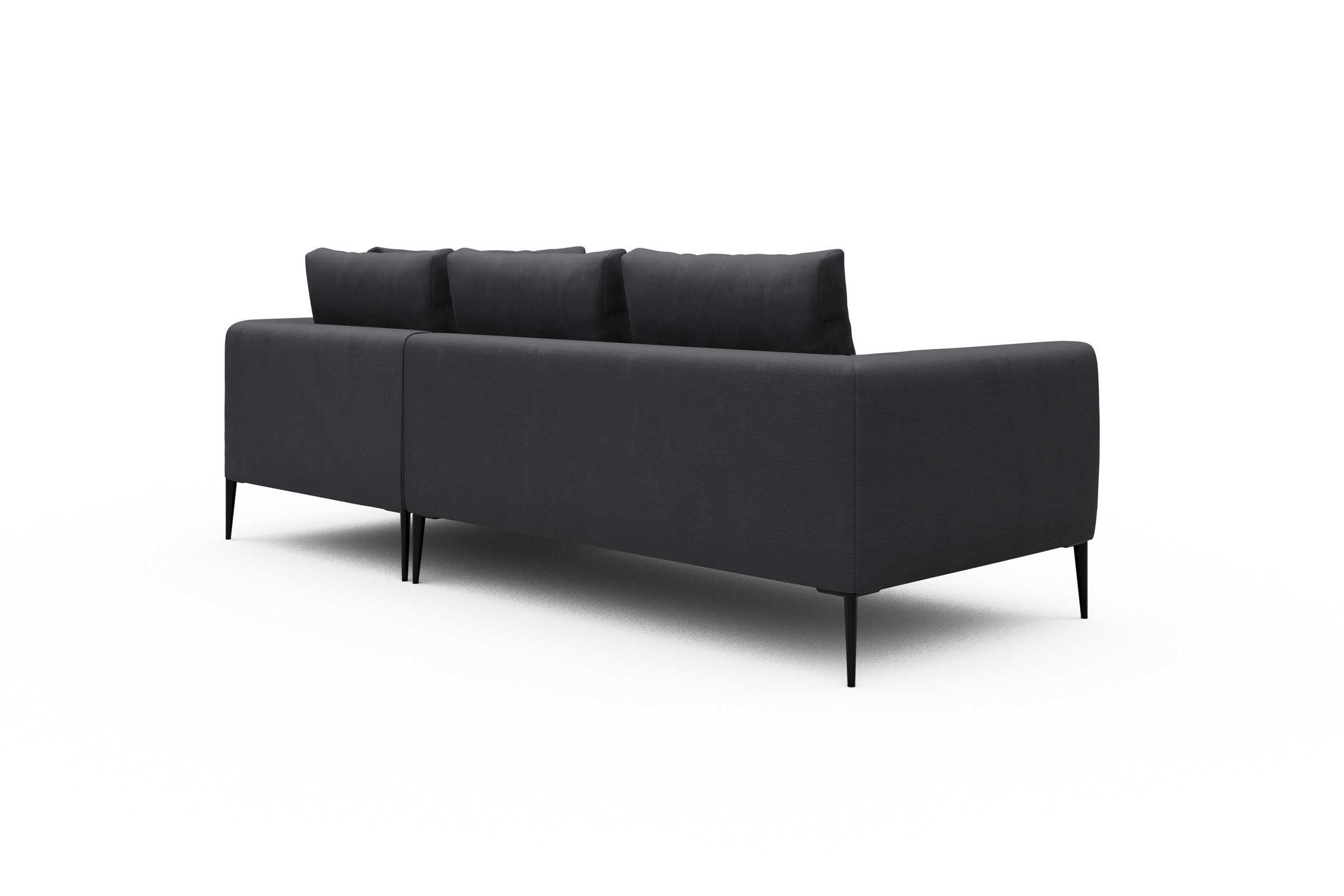 Ecksofa Paul Relax-Ecke rechts mit 2-Sitzer Cordufine-Slate-Grey