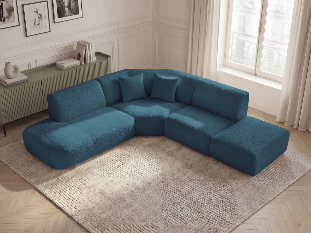 Bobochic Anda Ecksofa 279 × 264 cm Chenille Hellblau Ecke links
