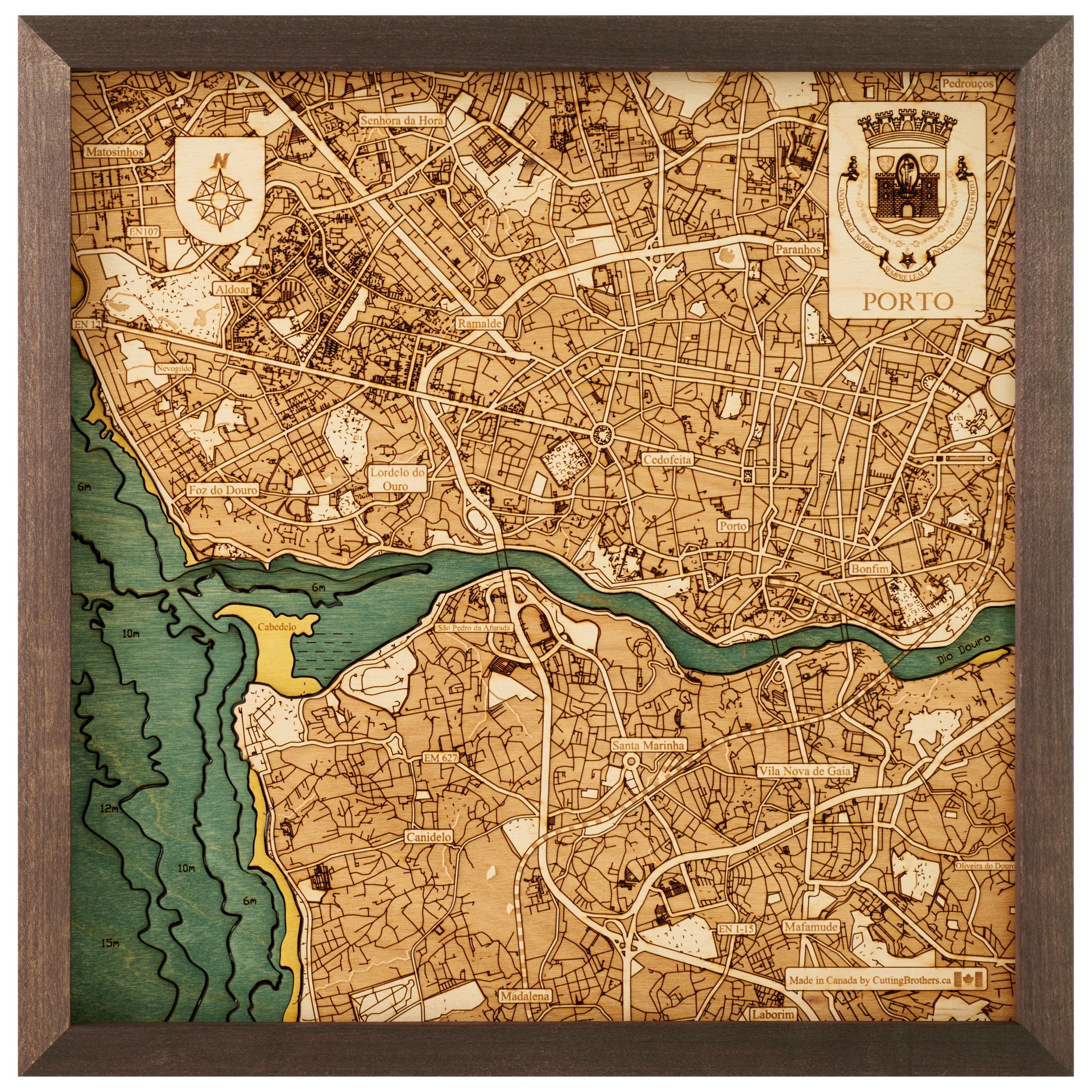 Cutting Brothers 3D Holz-Wandkarte Porto 35 x 35 moebelfaktor