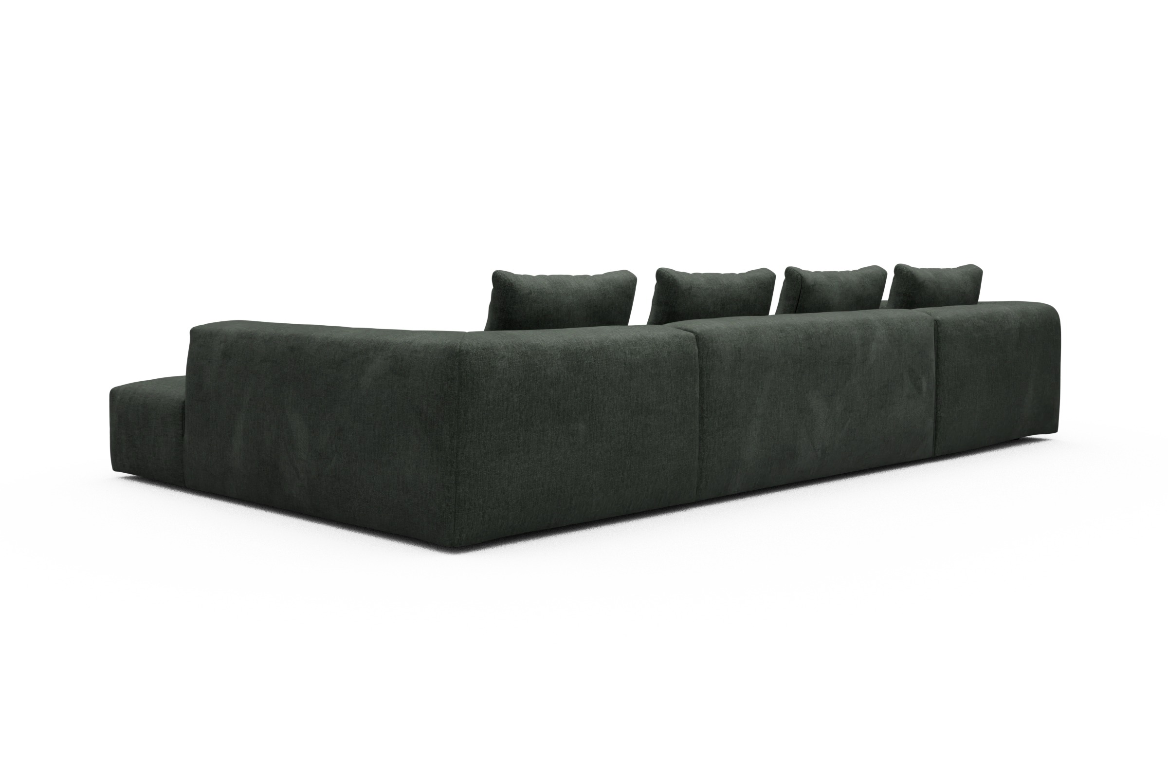 Wohnlandschaft Fred Relax-Ecke rechts mit 2-Sitzer und Chaiselongue links Aivi-Pine-Green