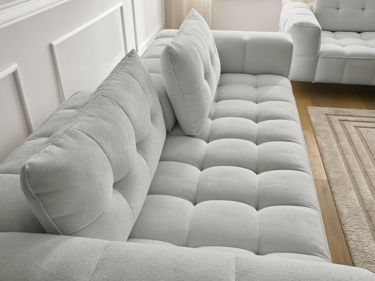 Bobochic Anis Sofa-Set 3- und 2-Sitzer mit Pouf Strukturstoff Hellgrau