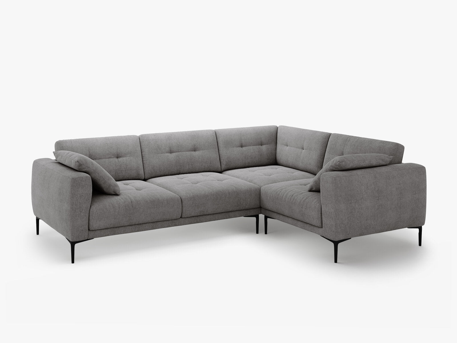 Micadoni Ecksofa Bemy 4-Sitzer Rechts Strukturierter Stoff Grau