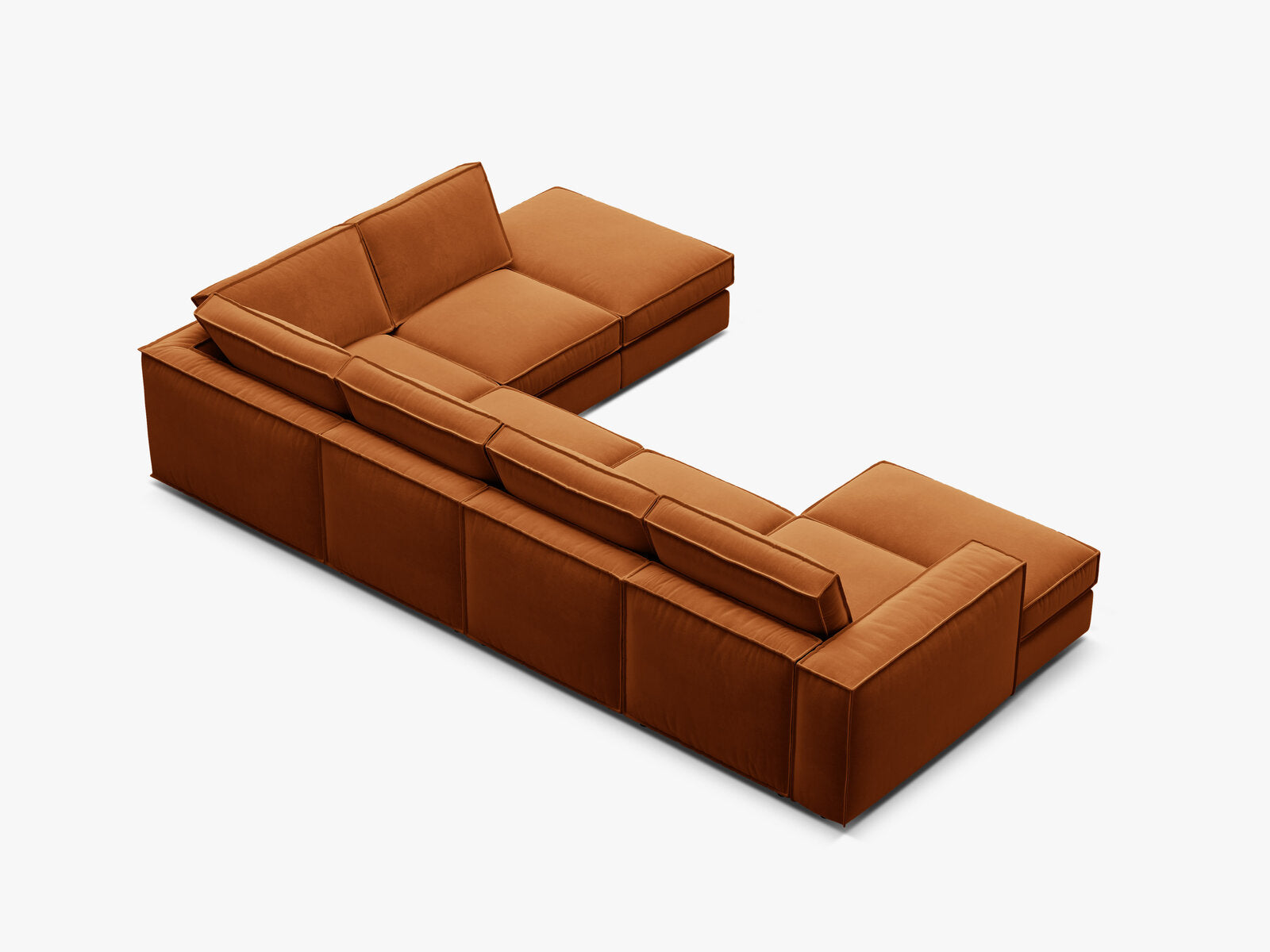 Micadoni modulares Panorama Ecksofa Pola 5-Sitzer Rechts Samt Salvador Terrakotta