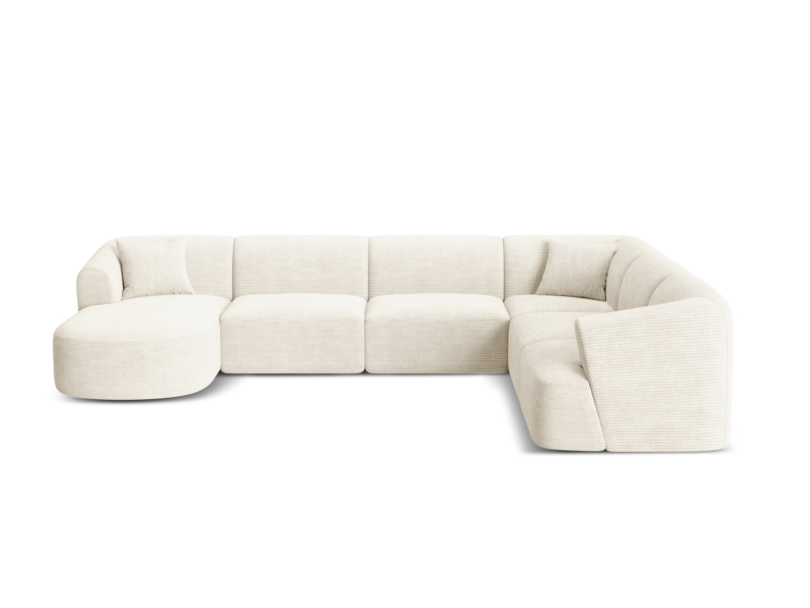 Cosmopolitan Design Panoramasofa Campi 7-Sitzer Kord Lincoln D Helles Beige Rechts