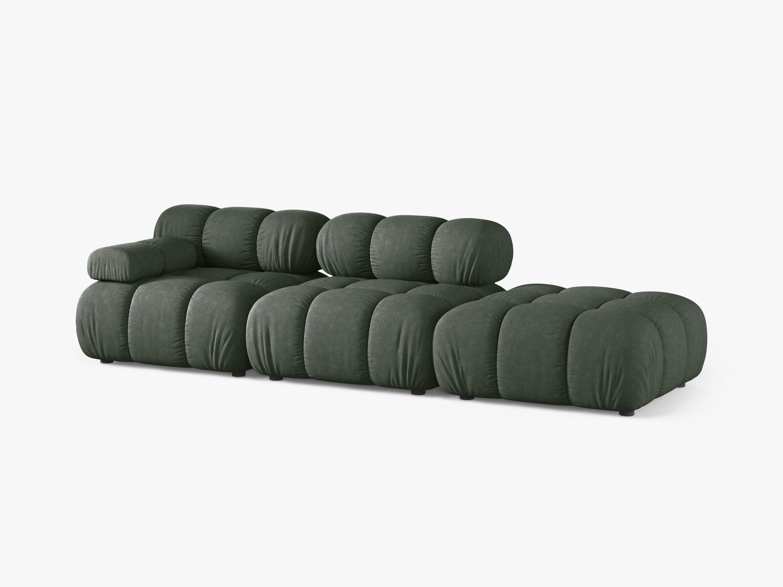 Micadoni Modulares Sofa Bellis 4-Sitzer Rechts Strukturierter Stoff Liberty Moßgrün