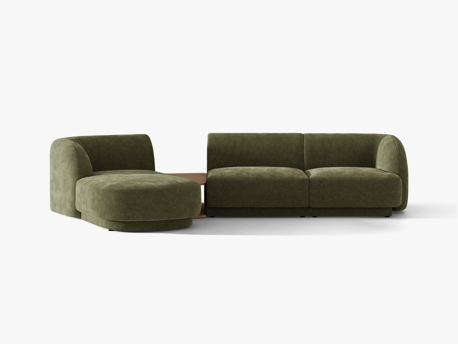 Micadoni Modulares Sofa Miley mit Recamiere 3-Sitzer Links Chenille Eden Grün
