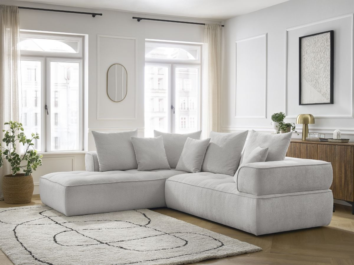 Bobochic Whesley Ecksofa Stoff Hellgrau Ecke links