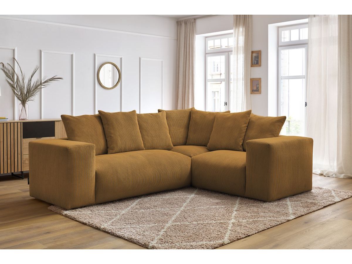 Bobochic Voltaire Ecksofa 268 × 214 cm Cordsamt Gelb Ecke rechts