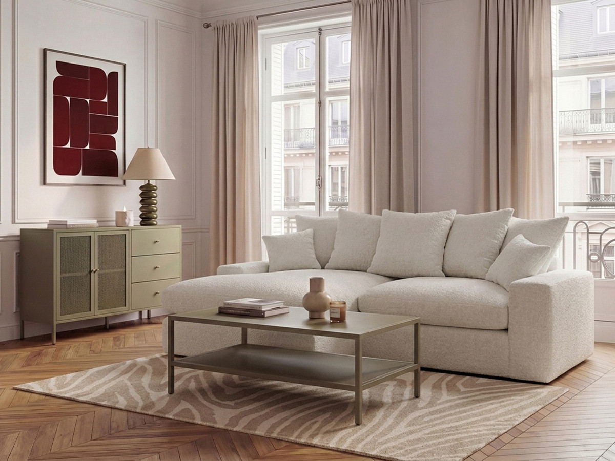 Bobochic Nevada Ecksofa Stoff Weiß