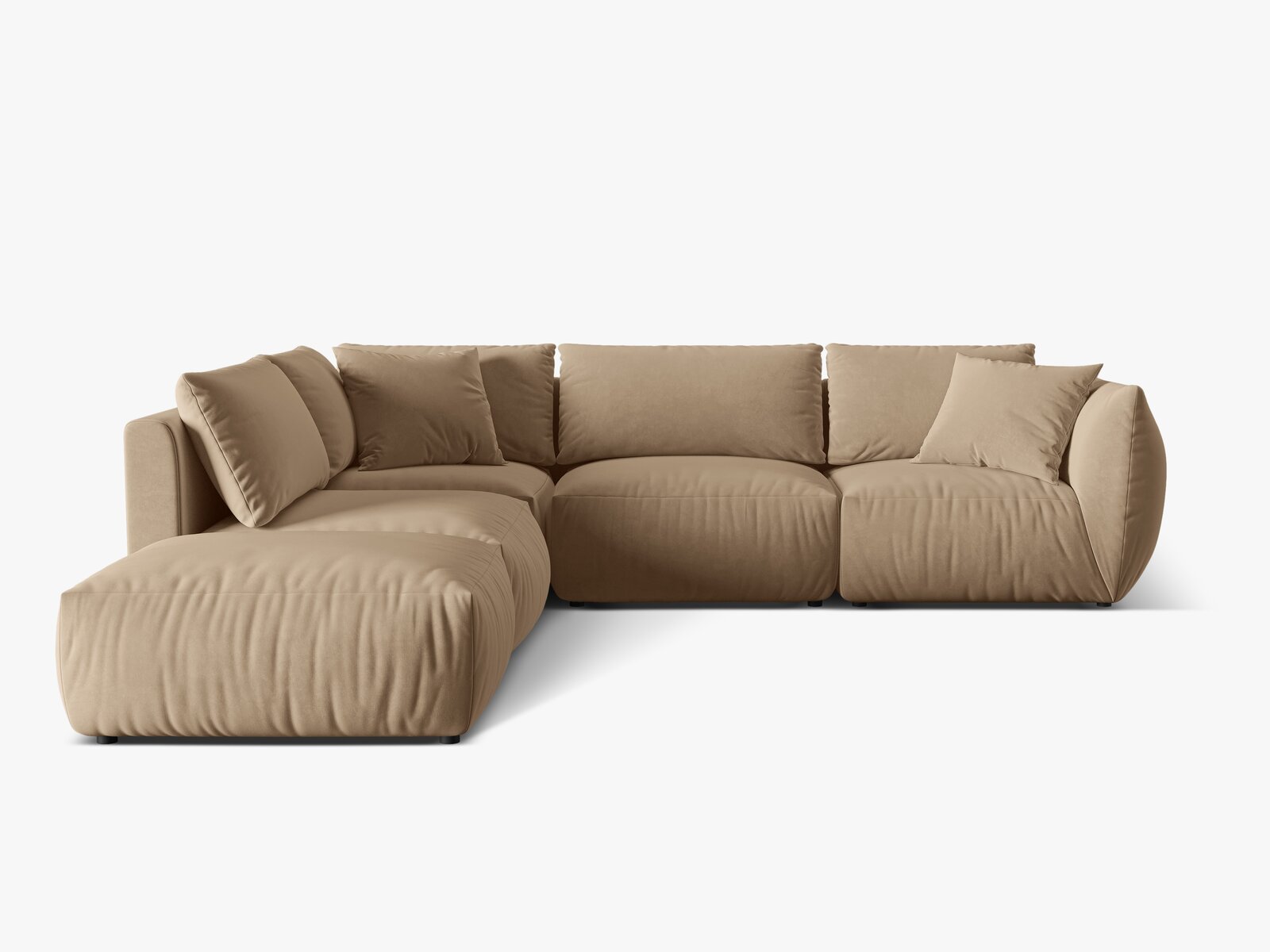Micadoni Modulares Ecksofa Chris 4-Sitzer Links Samt Sand
