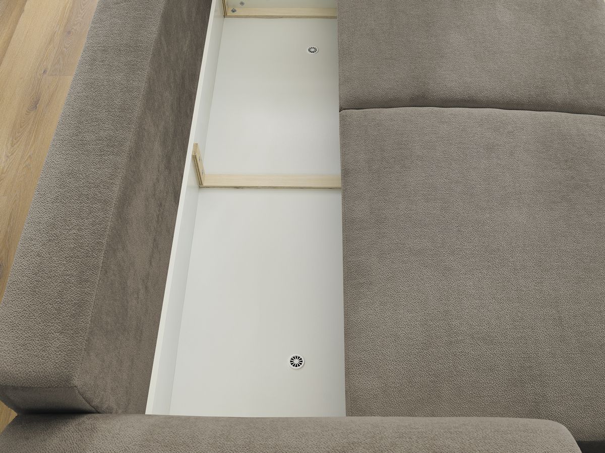 Bobochic Lucien Schlafsofa 3-Sitzer mit Bettkasten Stoff Taupe