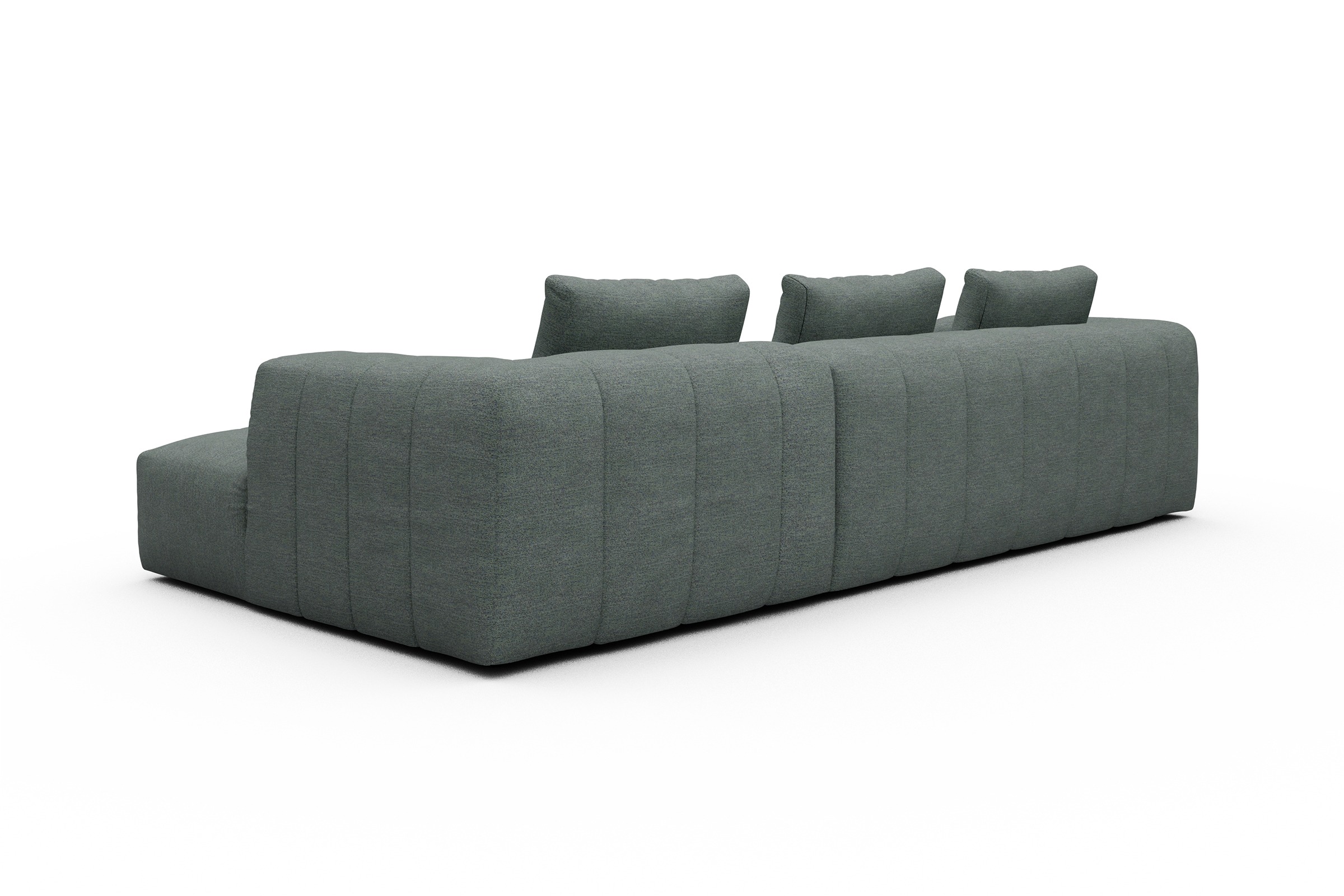 Ecksofa Hugo 2,5-Sitzer Armlehne links mit Chaiselongue Carreno-Ice-Blue
