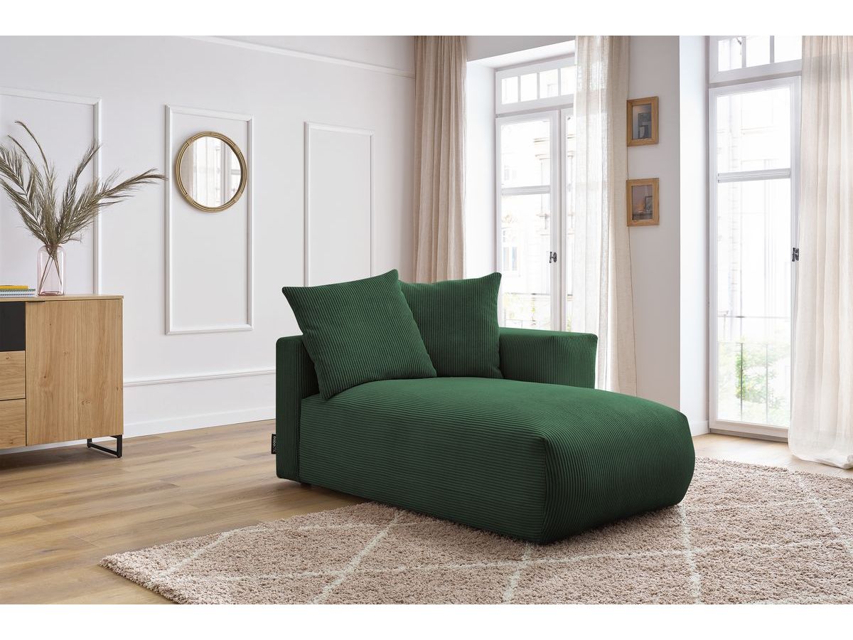 Bobochic Voltaire Méridienne-Modul Cordsamt Grün Ecke rechts