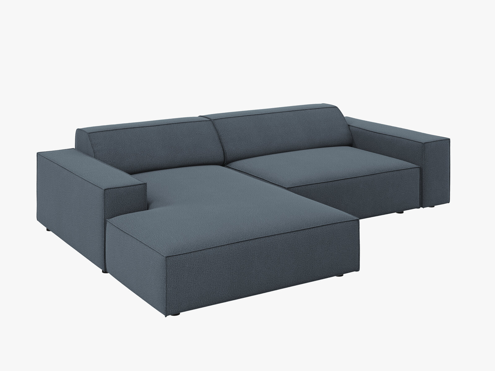 Micadoni Ecksofa Jodie 3-Sitzer Links Strukturierter Stoff Megan Blau