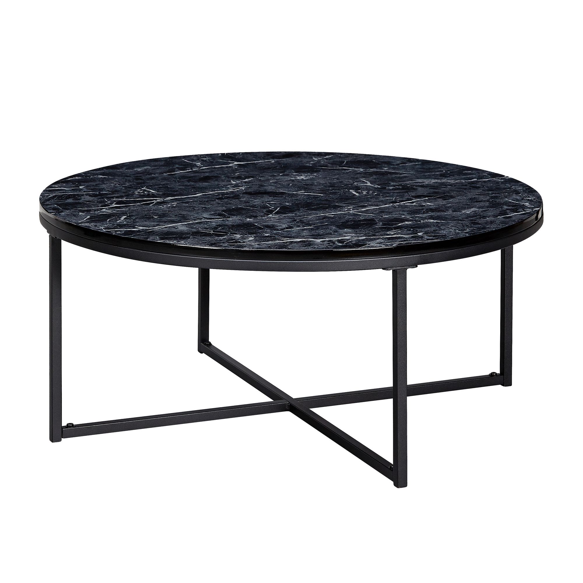 Couchtisch Fosna Marmoroptik Schwarz Ø 80 cm