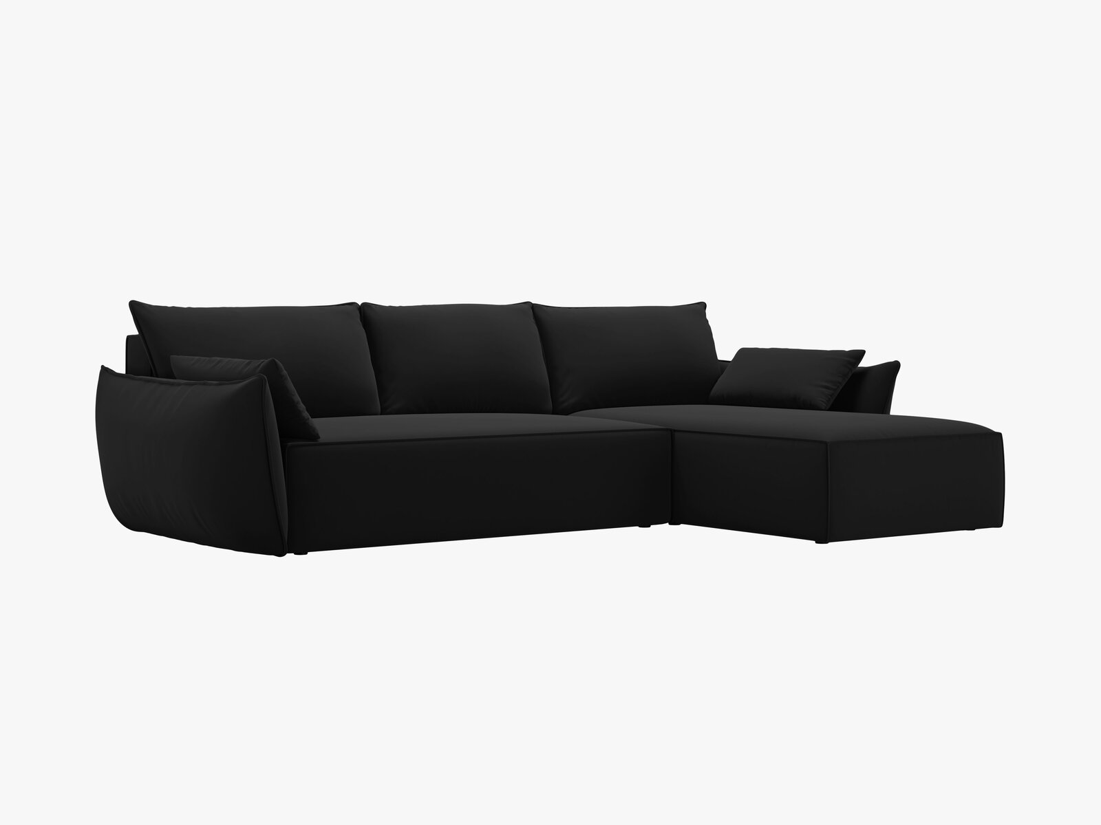 Micadoni Kaelle Ecksofa 4-Sitzer mit Schlaffunktion Links Samt Bluvel Schwarz