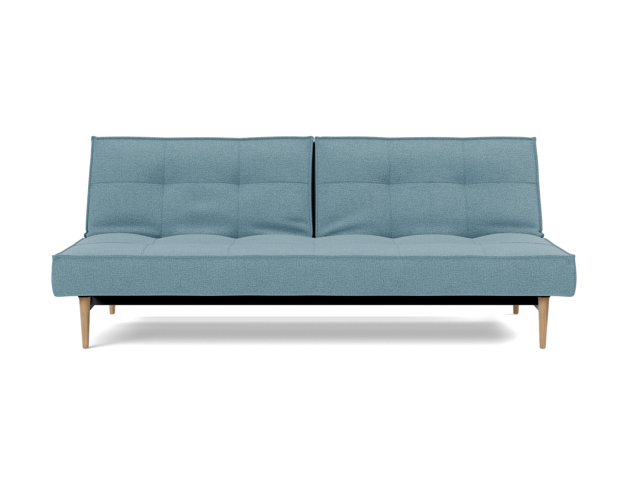 Schlafsofa Splitback Flachgewebe Mixed Dance 525-Light-Blue Beine Styletto Eiche hell