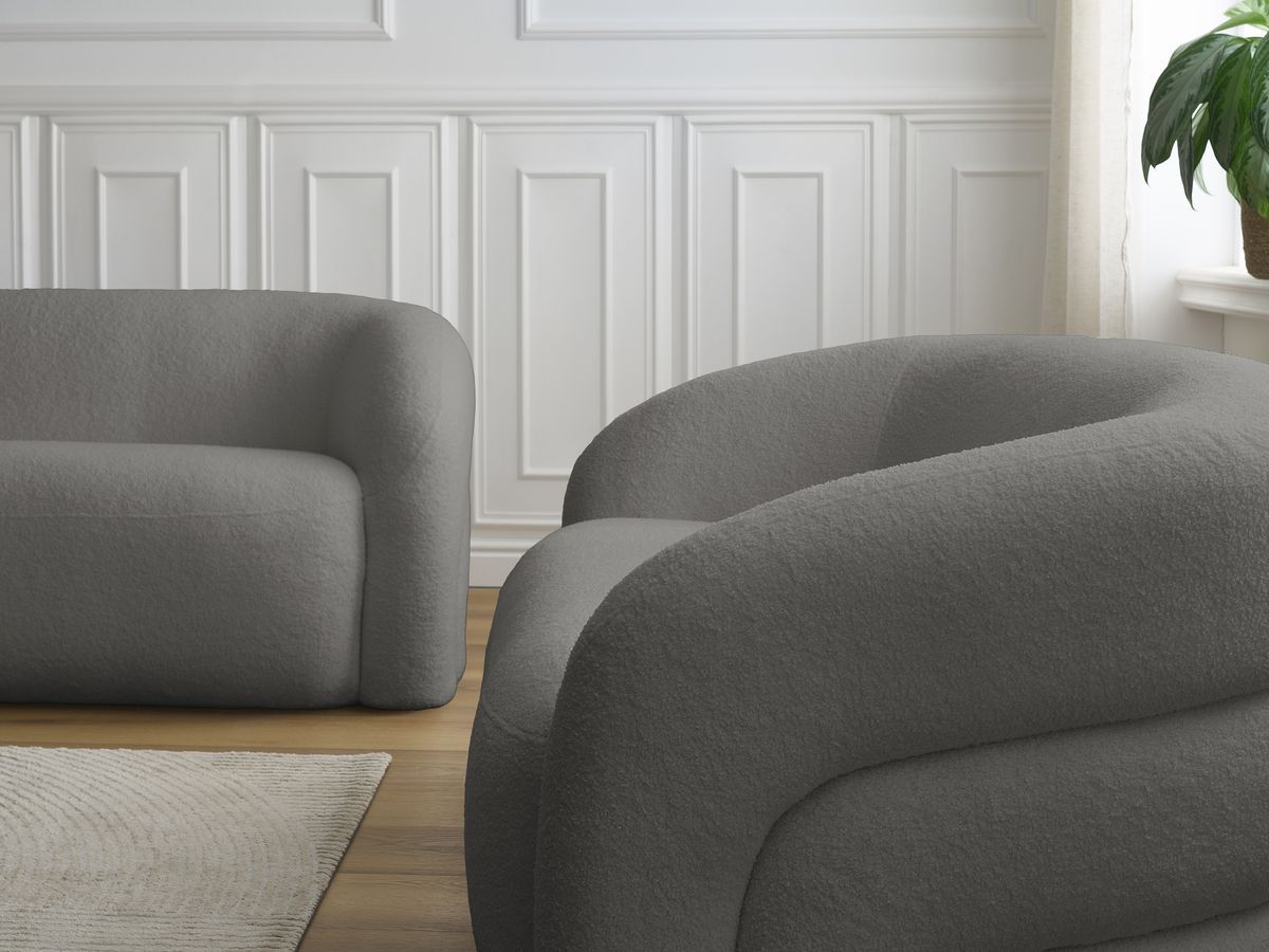 Bobochic Elina Sofa 5-Sitzer Bouclé-Stoff Dunkelgrau