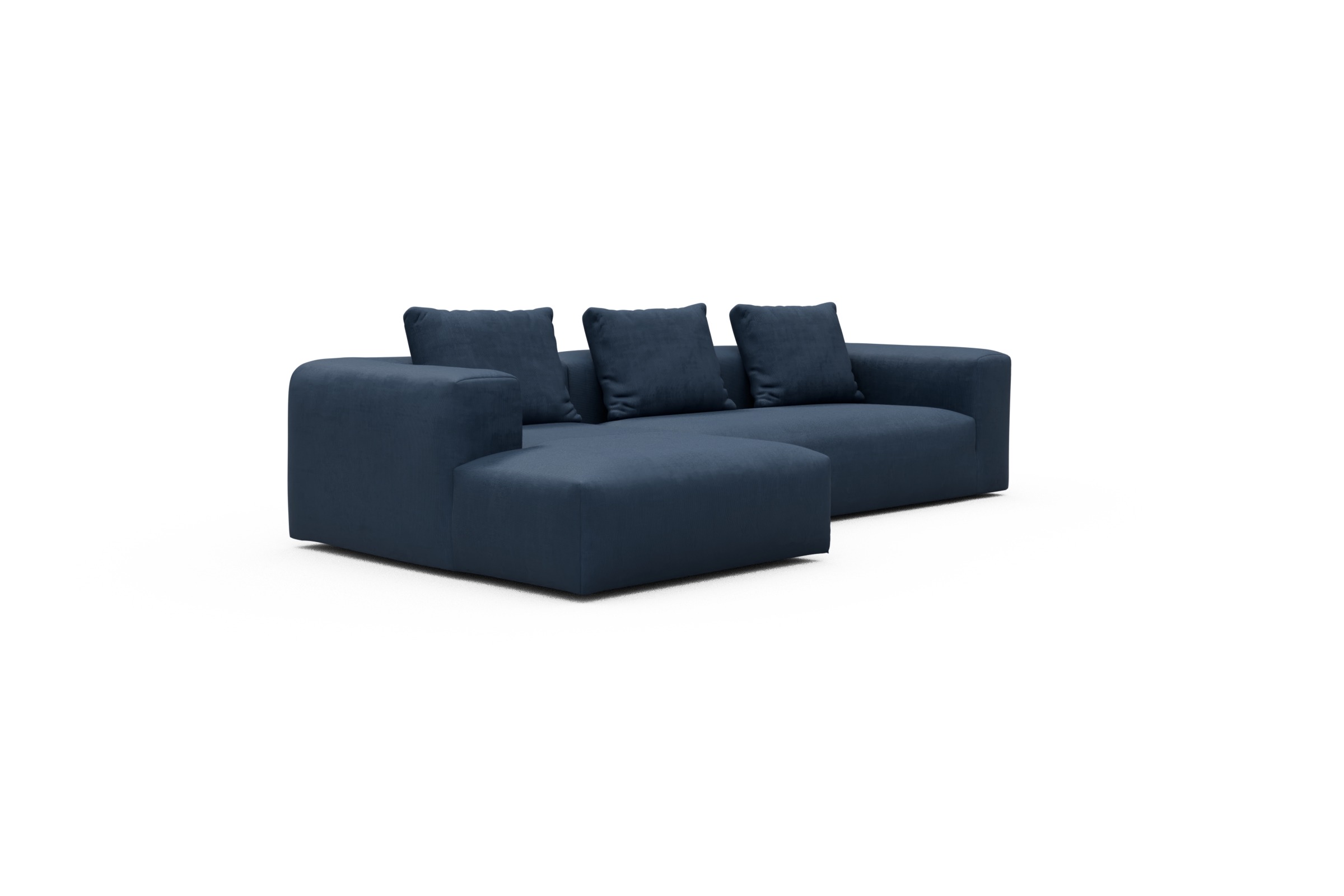 Ecksofa Fred Chaiselongue links mit 2,5-Sitzer Cordufine-Royal-Blue