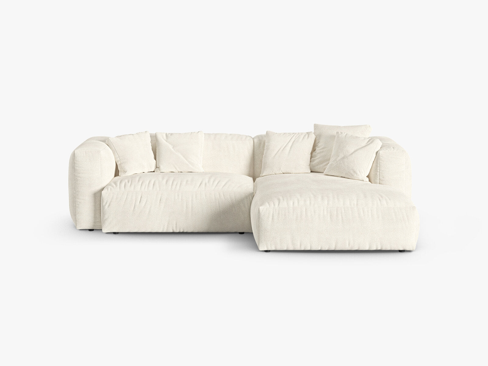 Micadoni Ecksofa Martina 2-Sitzer 90cm Sitztiefe Rechts Boucle Monet Elfenbein