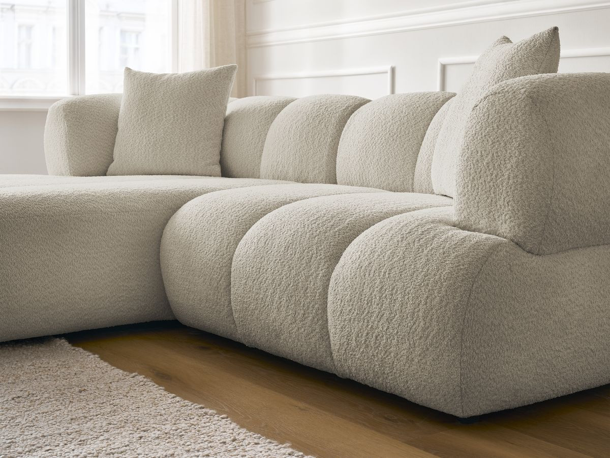 Bobochic Pamira Ecksofa Bouclé-Stoff Beige Ecke links