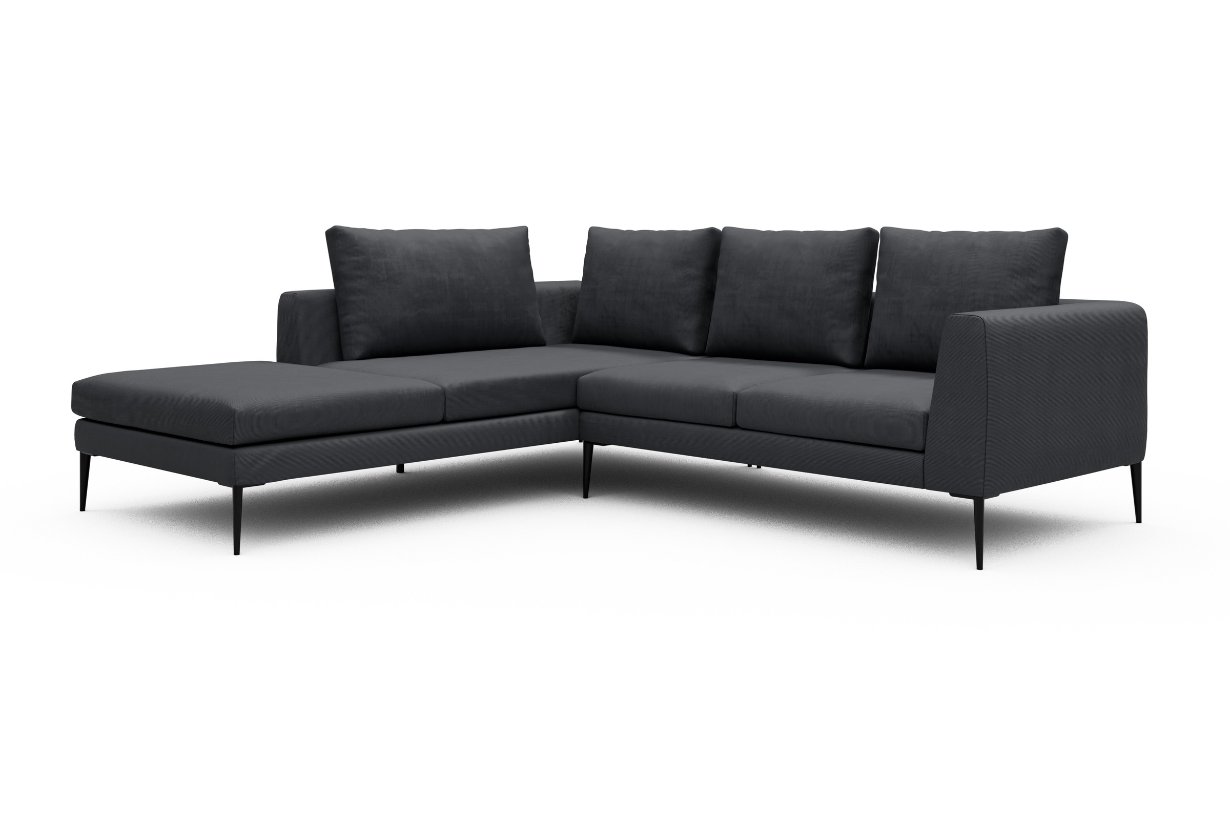 Ecksofa Paul Relax-Ecke links mit 2-Sitzer Cordufine-Slate-Grey