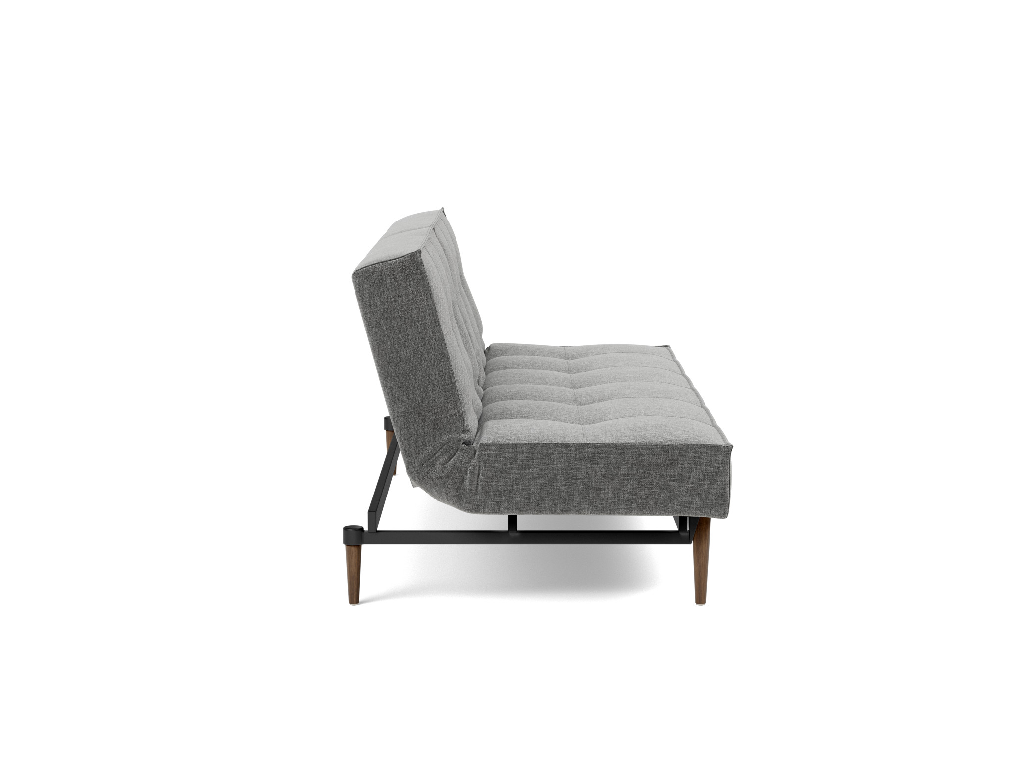Schlafsofa Splitback Strukturierter Stoff Twist 563-Charcoal Beine Styletto Eiche dunkel