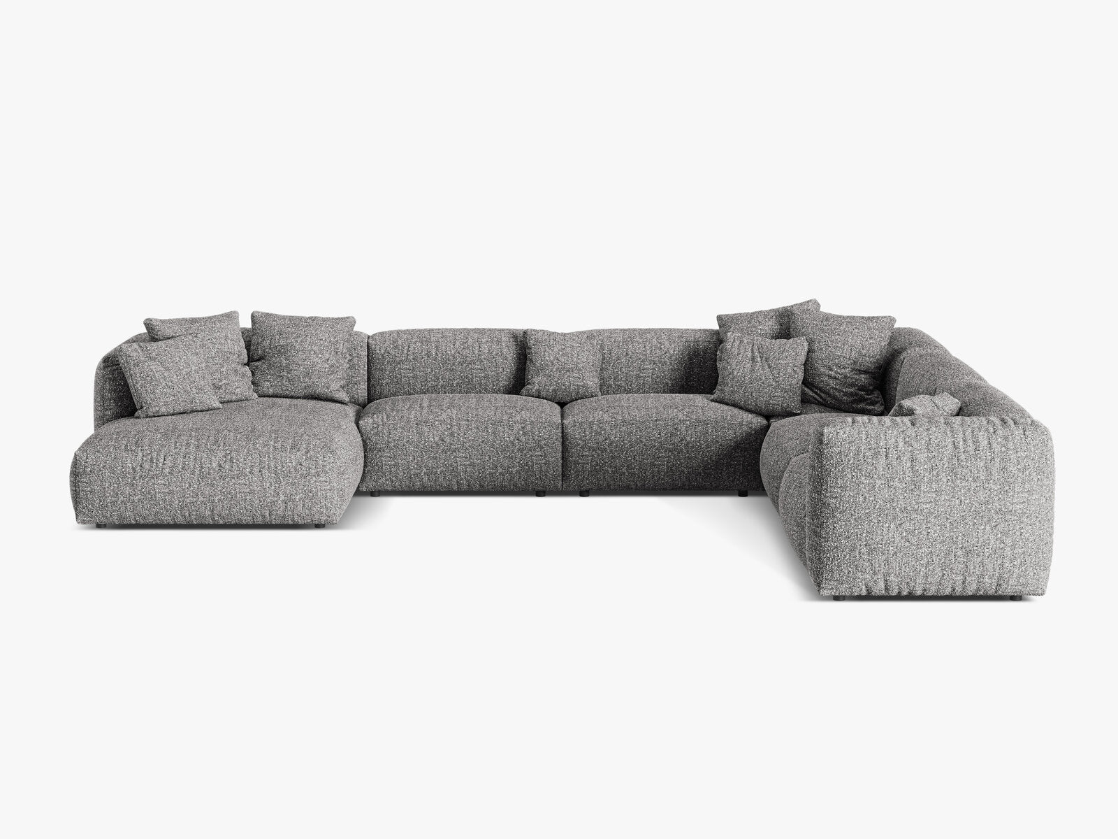 Micadoni modulares Ecksofa XL Martina 6-Sitzer Rechts Boucle Monet Graphit