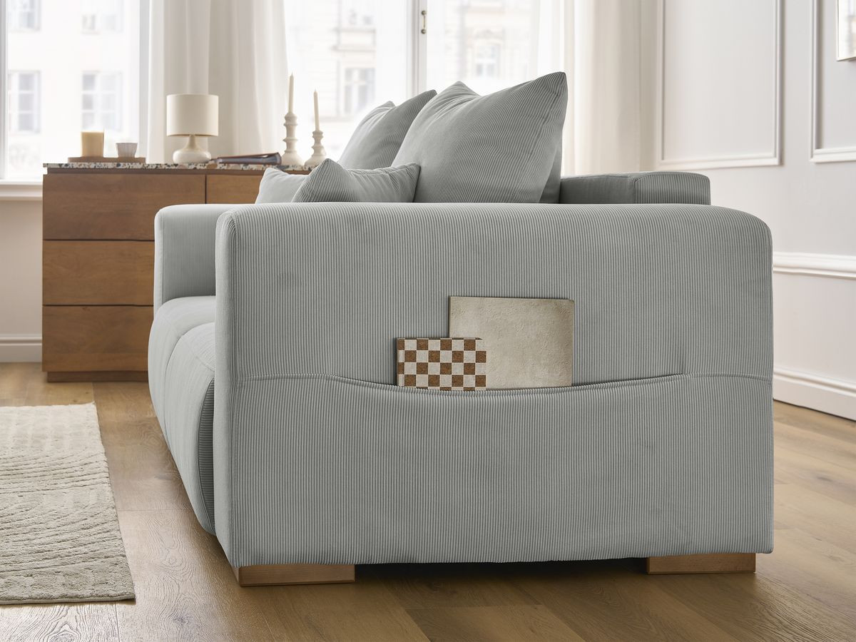Bobochic Sidonie Sofa 2-Sitzer Cordsamt Hellgrau