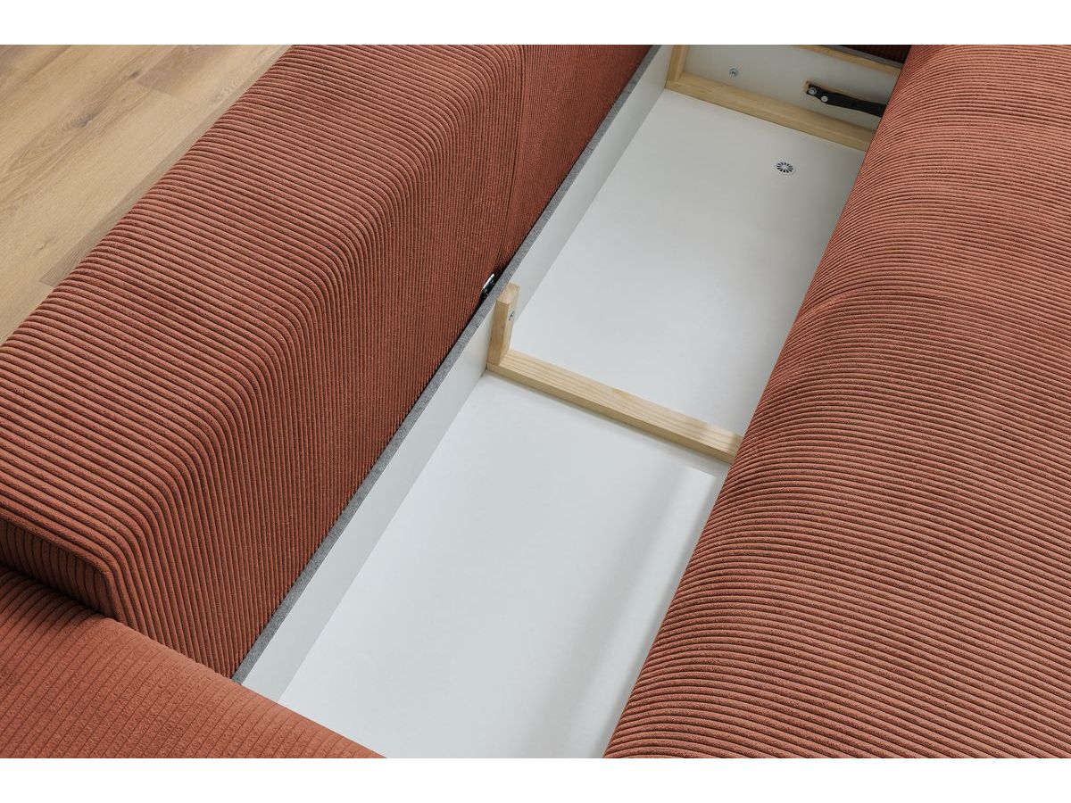 Bobochic Voltaire Schlafsofa 3-Sitzer mit Bettkasten Cordsamt Orange