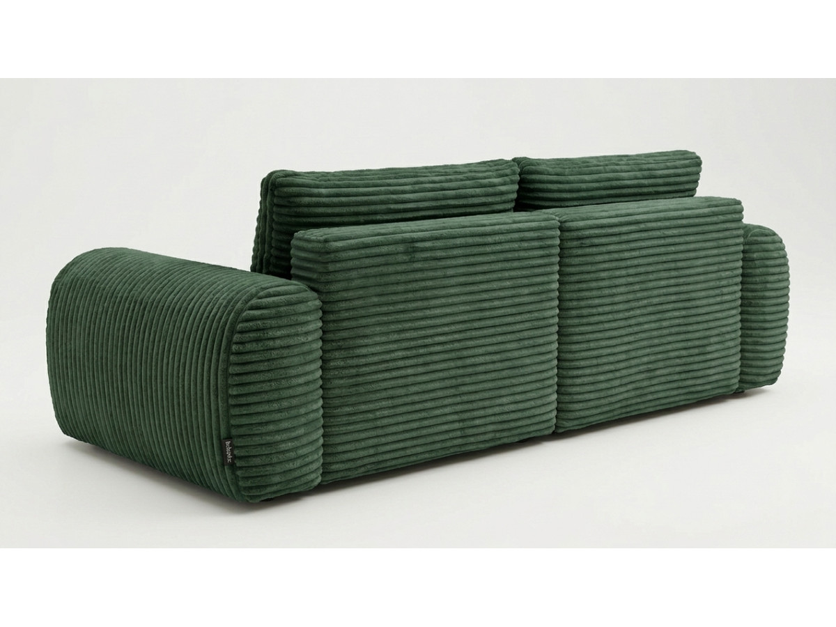 Bobochic Lucien Ecksofa mit Schlaffunktion und Bettkasten Breitcord weich Grün Ecke rechts