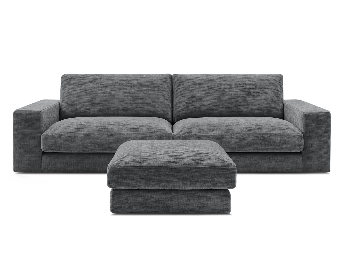 Bobochic Leonard Sofa 4-Sitzer mit Pouf 274 × 109 cm Strukturstoff Dunkelgrau