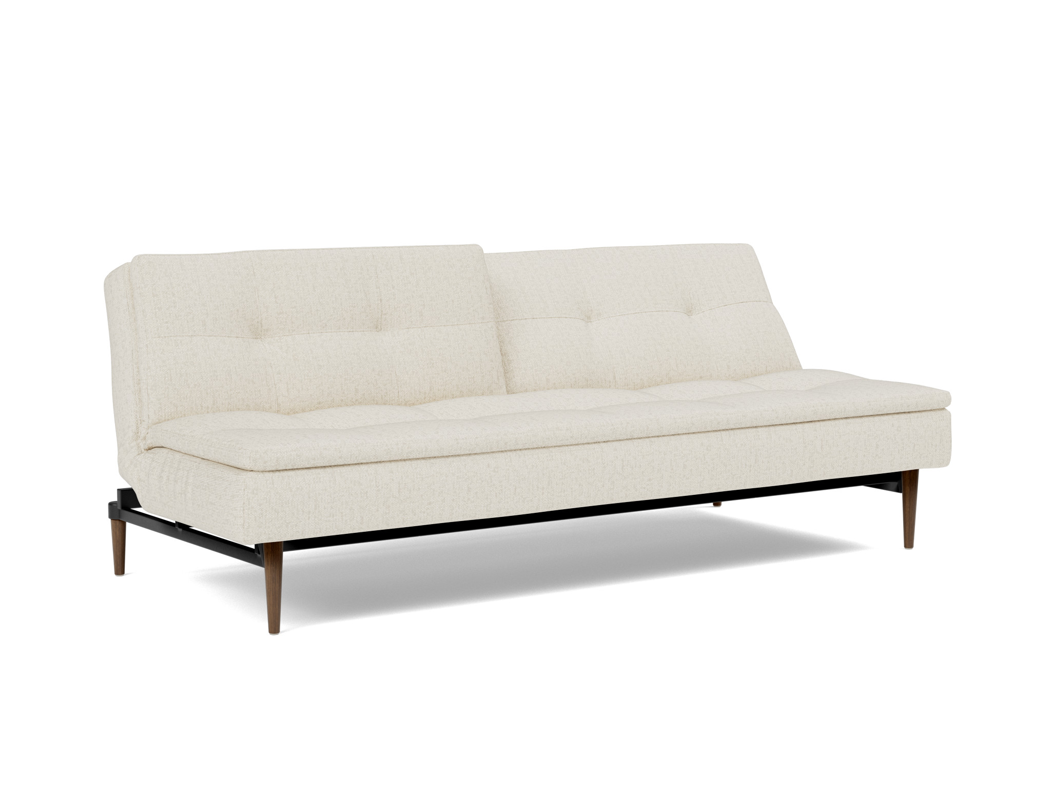 Schlafsofa Dublexo Boucle Skandi 531-Off-White Beine Styletto Eiche dunkel