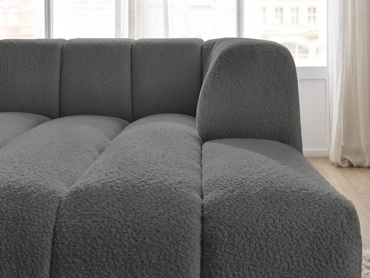 Bobochic Annecy Méridienne-Modul Bouclé-Stoff Dunkelgrau Ecke rechts